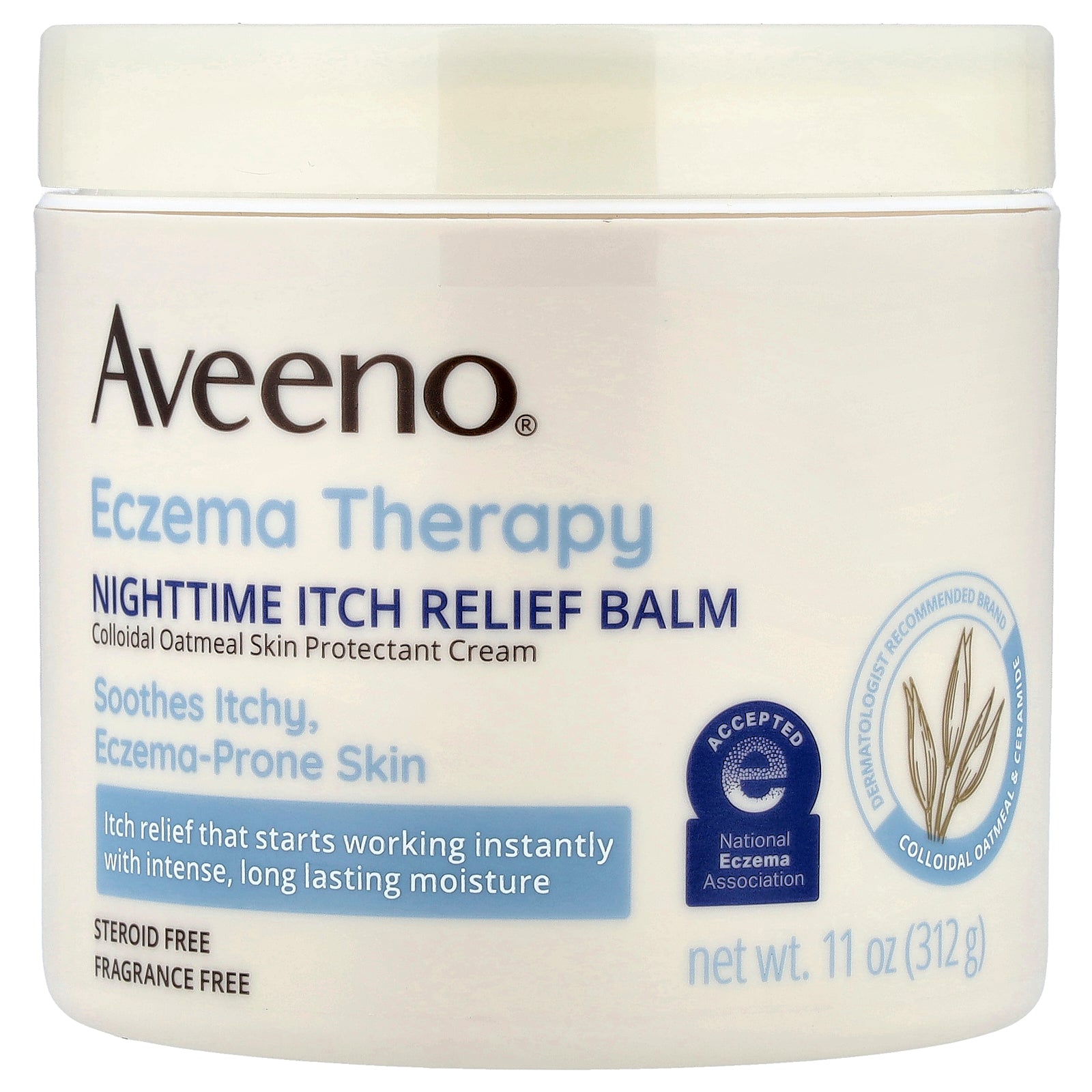 Aveeno, Eczema Therapy Nighttime Itch Relief Balm, Fragrance Free, 11 oz (312 g)