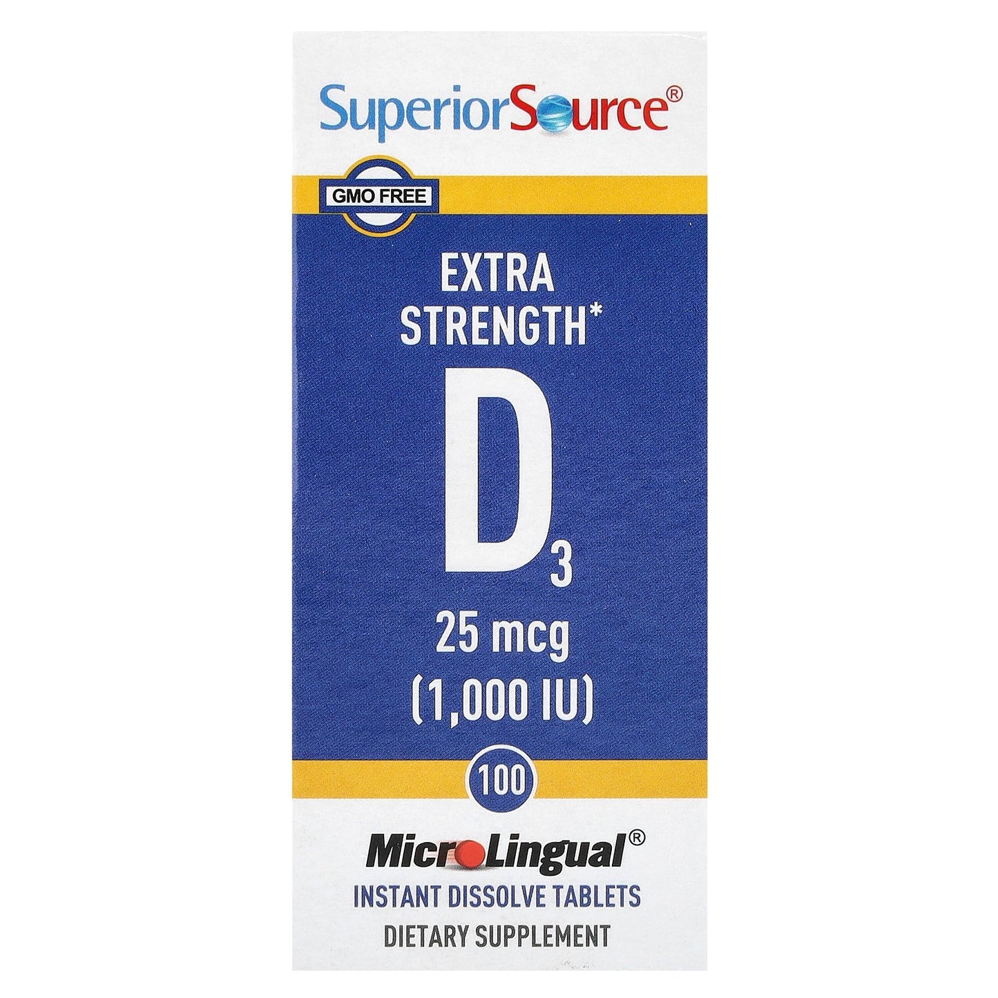 Superior Source, D3, 25 mcg (1,000 IU), 100 MicroLingual® Instant Dissolve Tablets
