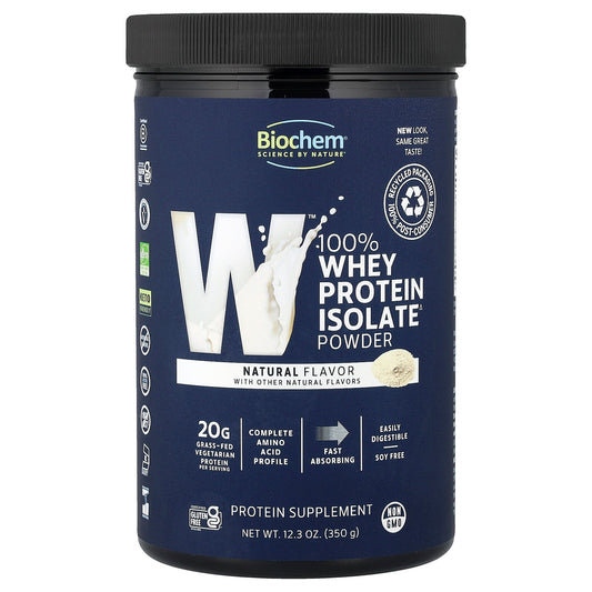 Biochem, 100% Whey Protein Isolate Powder, Natural, 12.3 oz (350 g)