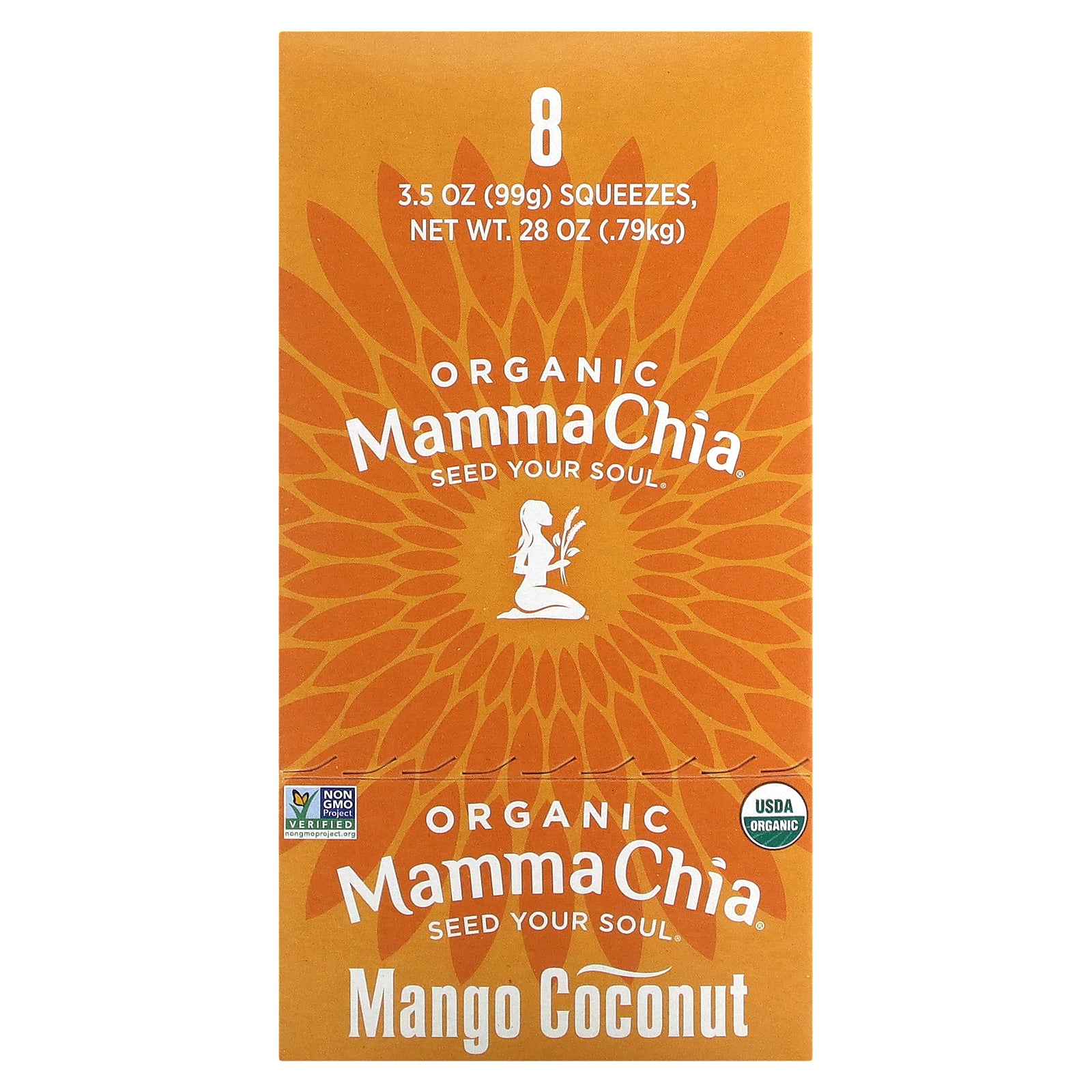 Mamma Chia, Organic Chia Squeeze, Vitality Snack, Mango Coconut, 8 Squeezes, 3.5 oz (99 g) Each