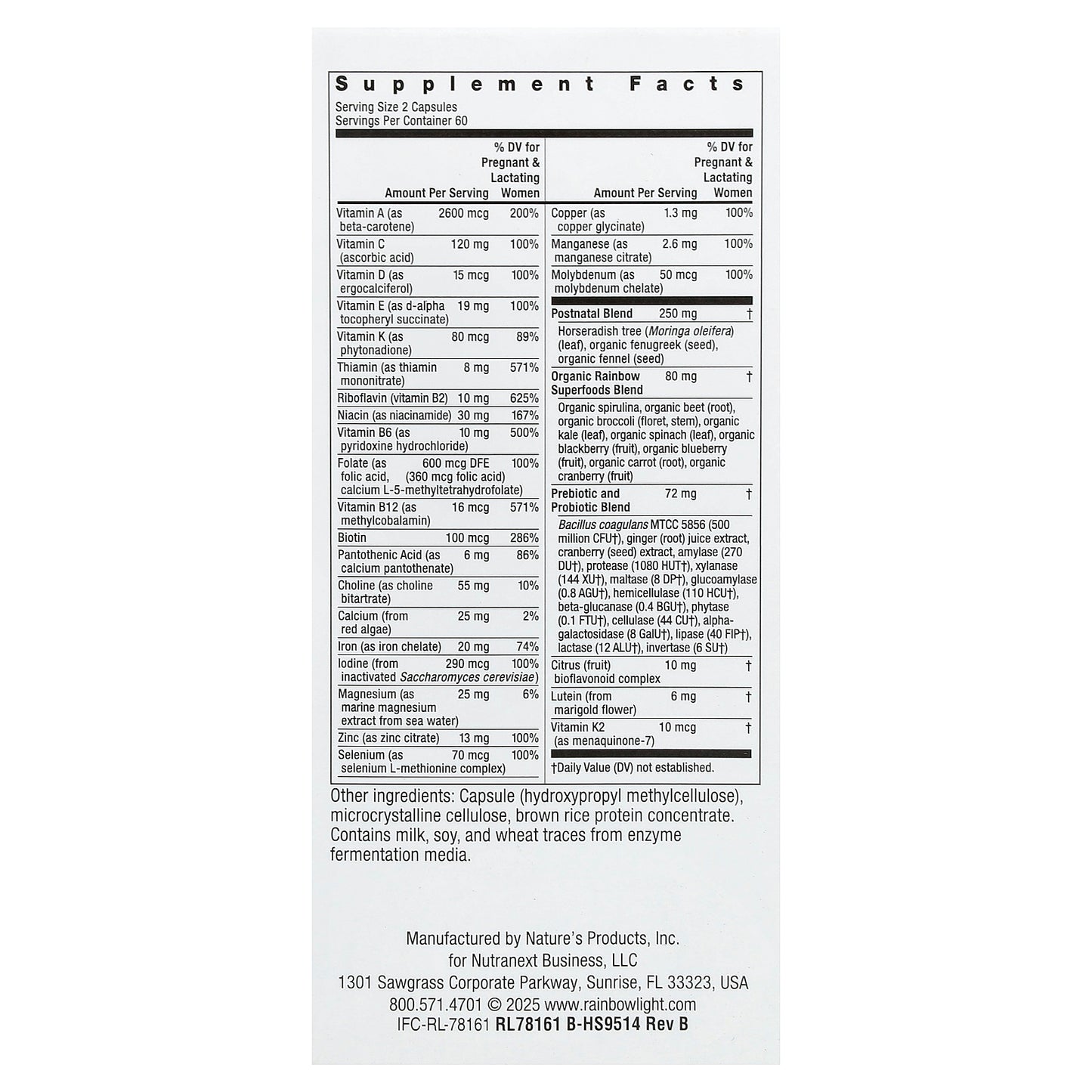Rainbow Light, Postnatal Multivitamin, 120 Capsules