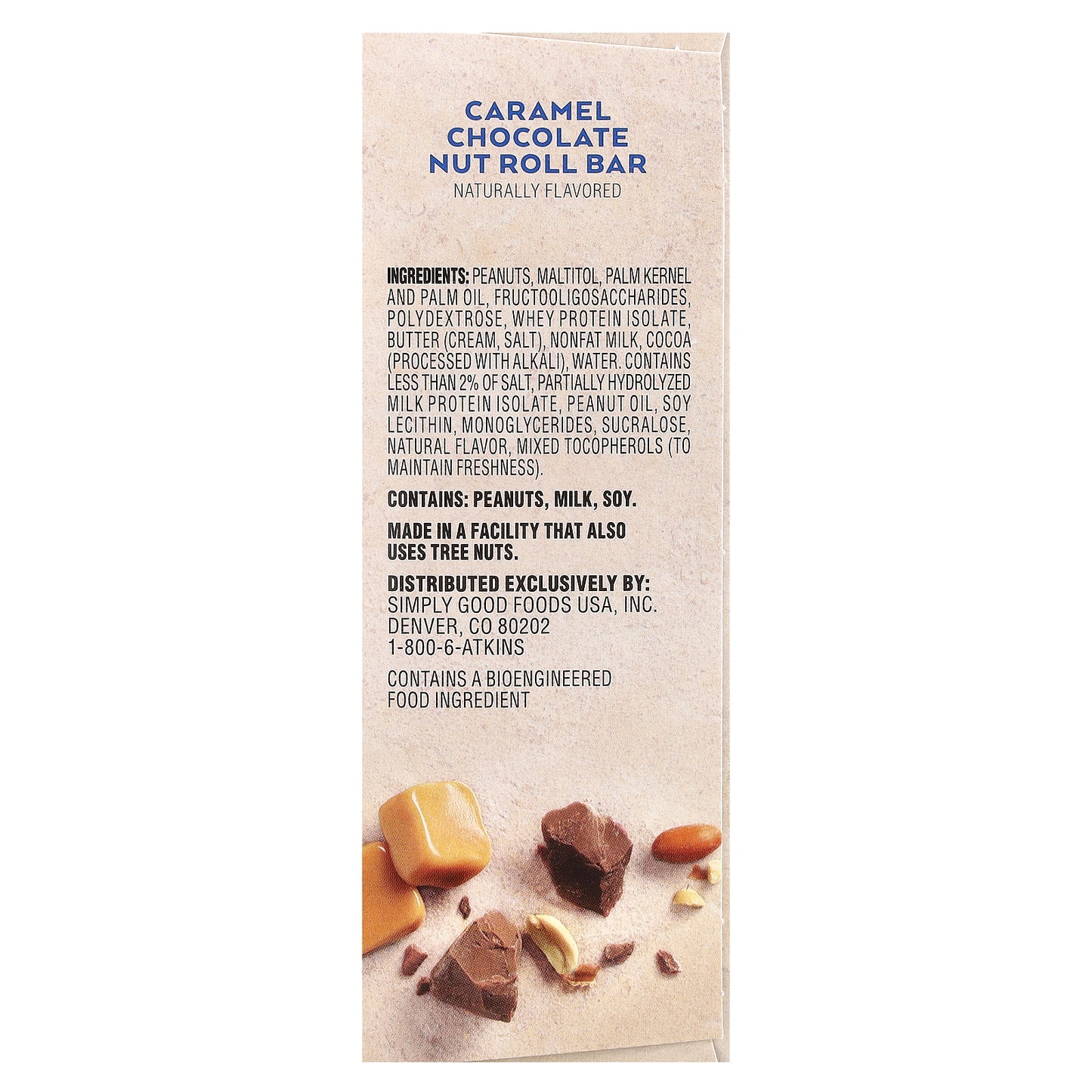 Atkins, Caramel Chocolate Nut Roll Bar, 5 Bars, 1.55 oz (44 g) Each