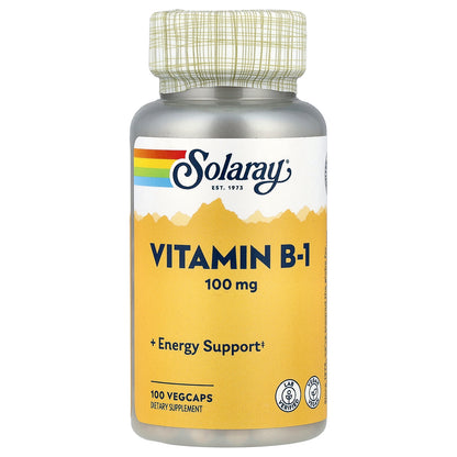 Solaray, Vitamin B-1, 100 mg, 100 VegCaps