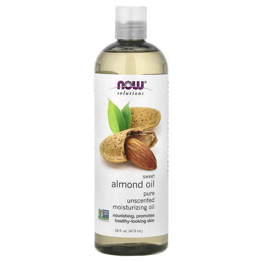 NOW Foods, Solutions, Sweet Almond Oil, Pure Moisturizing Oil, Unscented, 16 fl oz (473 ml)