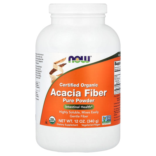 NOW Foods, Certified Organic Acacia Fiber Pure Powder, 12 oz (340 g)