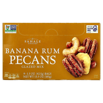 Sahale Snacks, Glazed Mix, Banana Rum Pecans, 9 Bags, 1.5 oz (42.5 g) Each
