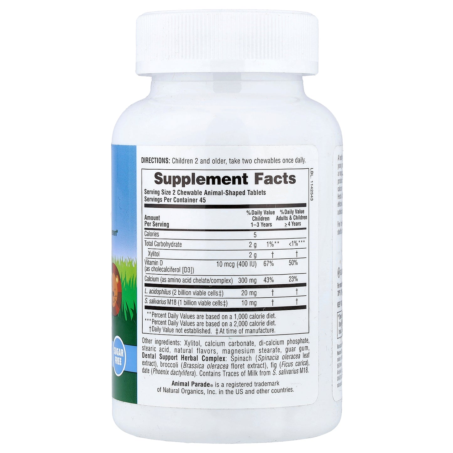NaturesPlus, Animal Parade®, Tooth Fairy®, Children's Chewable Dental Health Support Supplement, Vanilla, 90 Animal-Shaped Tablets