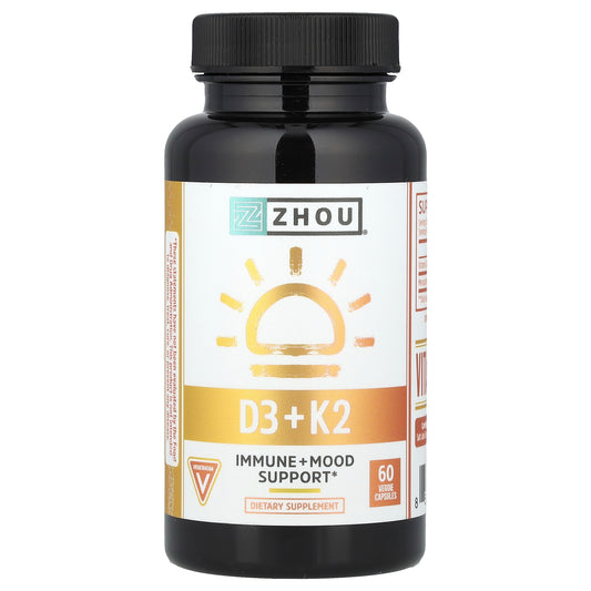 Zhou Nutrition, D3 + K2, 60 Veggie Capsules