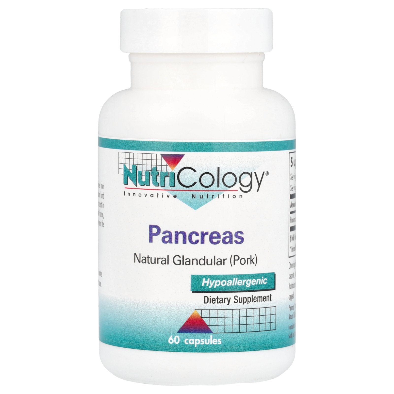 Nutricology, Pancreas, Natural Glandular (Pork), 425 mg , 60 Capsules