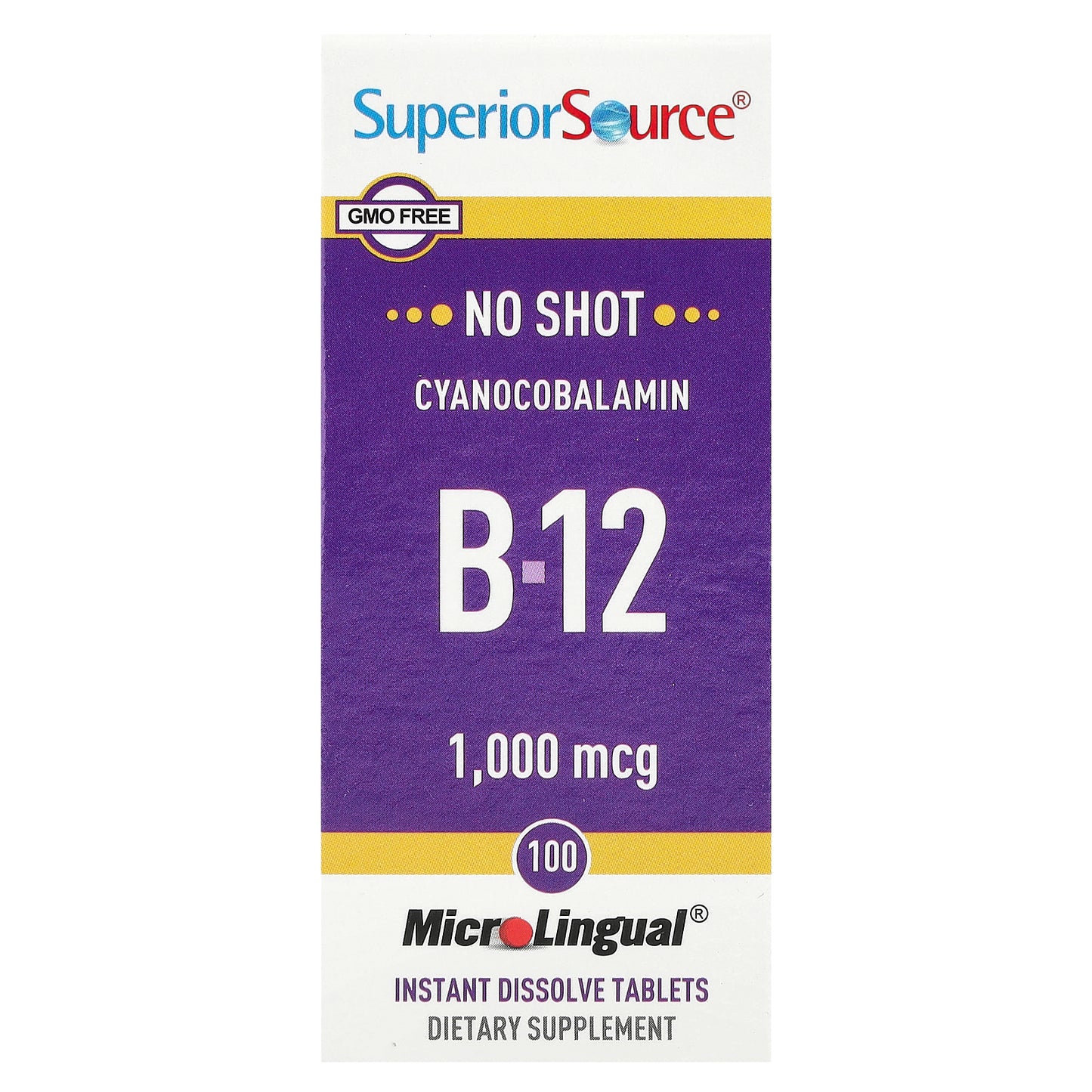 Superior Source, Cyanocobalamin B12, 1,000 mcg, 100 MicroLingual® Instant Dissolve Tablets