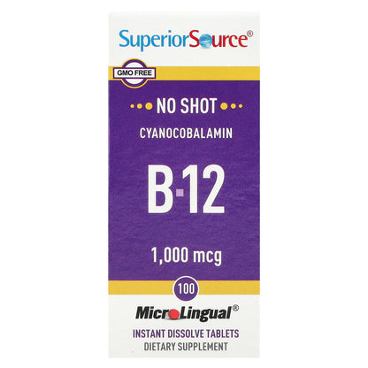 Superior Source, Cyanocobalamin B12, 1,000 mcg, 100 MicroLingual® Instant Dissolve Tablets