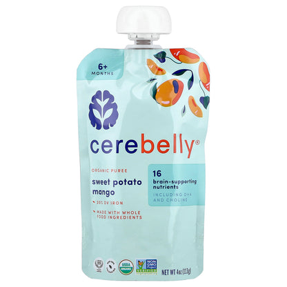 Cerebelly, Organic Puree, 6+ Months, Sweet Potato, Mango, 6 Pouches, 4 oz (113 g) Each