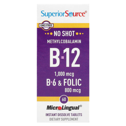 Superior Source, Methylcobalamin B-12, B-6 & Folic, 60 MicroLingual® Instant Dissolve Tablets