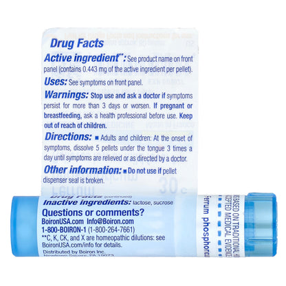 Boiron, Ferrum Phosphoricum, 30C, Mild Fever Relief, Approx 80 Pellets