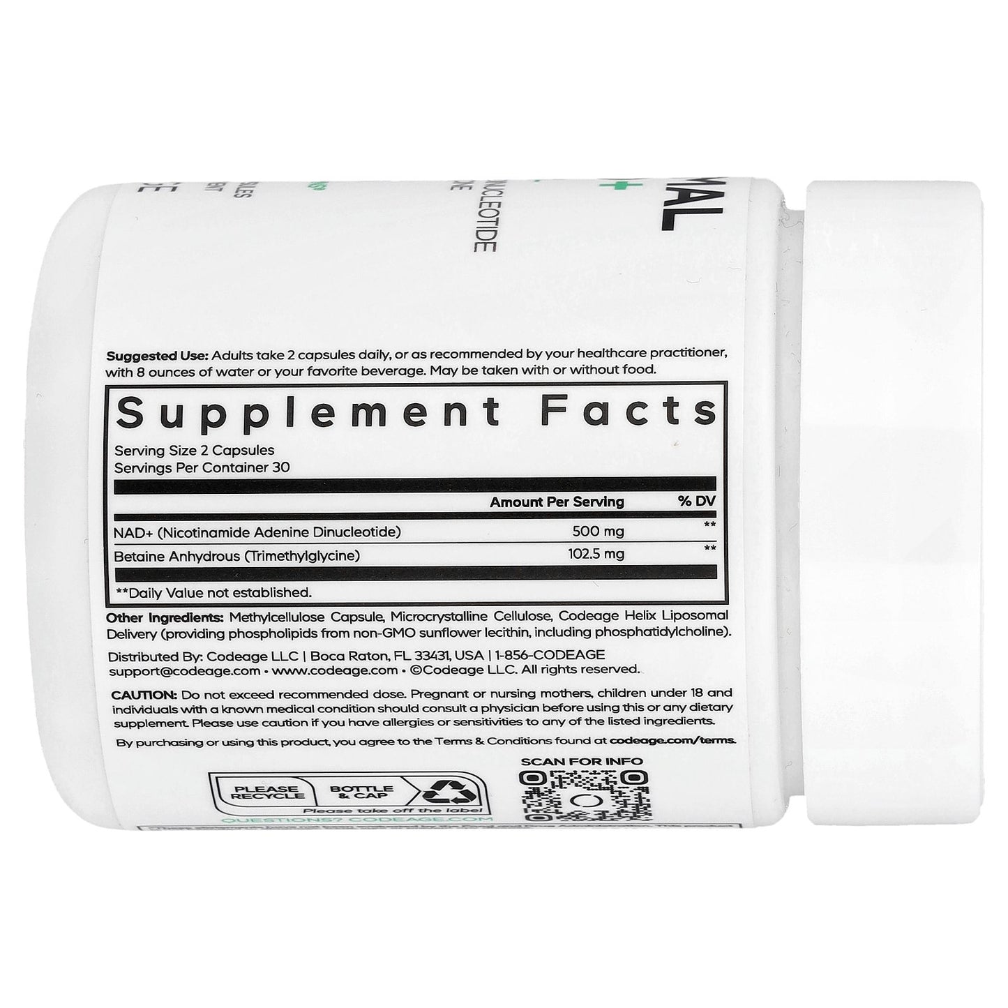 Codeage, Eternal, Liposomal NAD+, 60 Vegetable Capsules