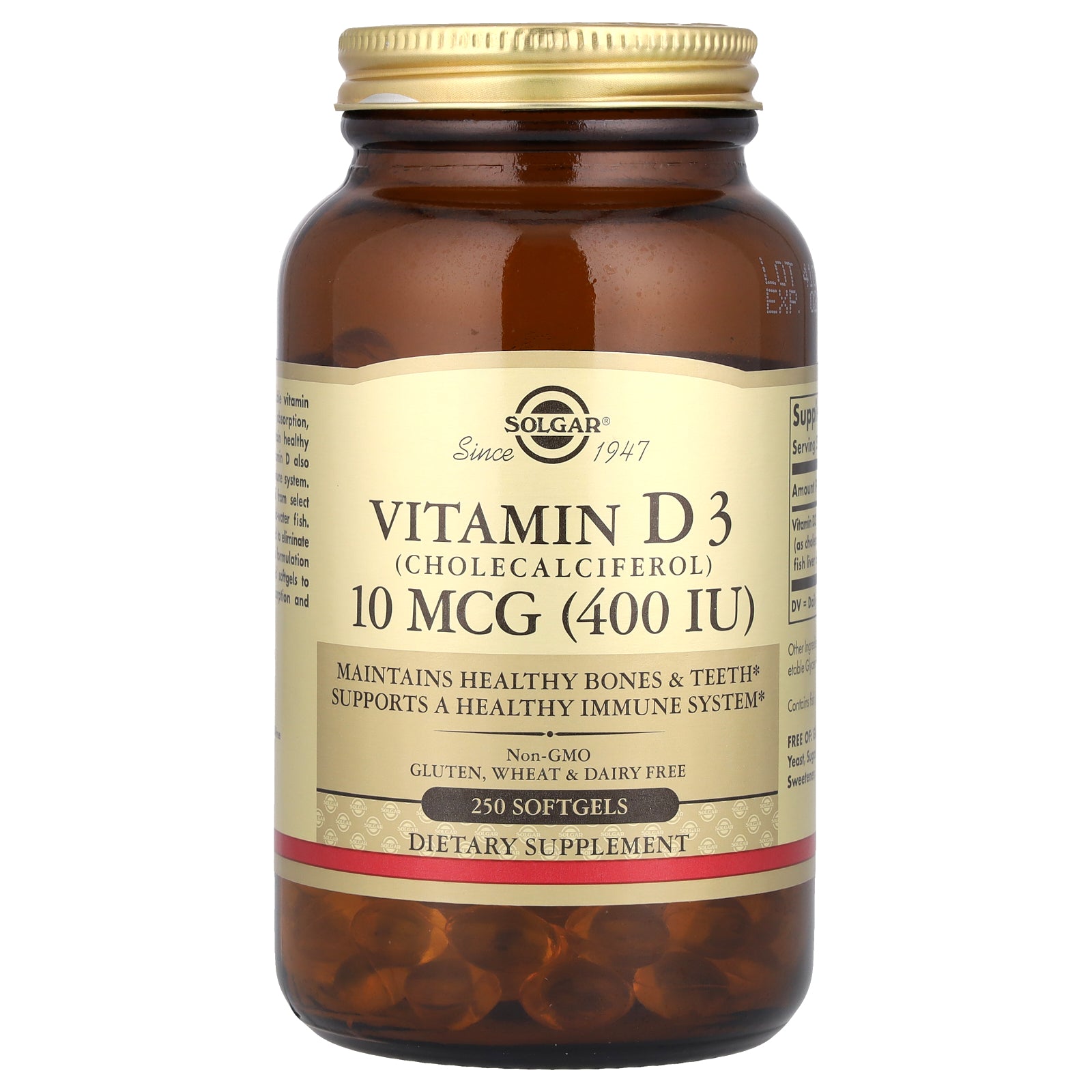 Solgar, Vitamin D3, 10 mcg (400 IU), 250 Softgels