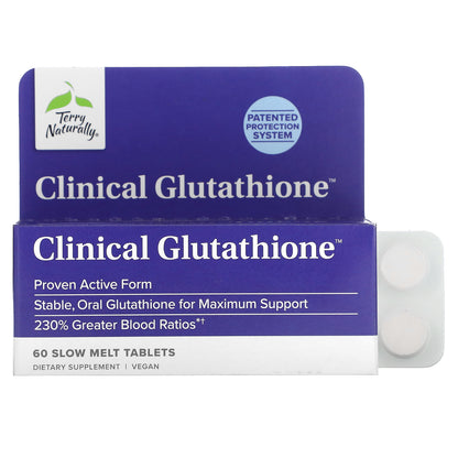 Terry Naturally, Clinical Glutathione, 300 mg, 60 Slow Melt Tablets (150 mg per Tablet)