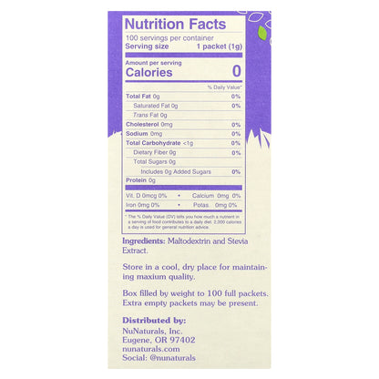 NuNaturals, White Stevia Powder, 100 Packets, 3.5 oz (100 g)