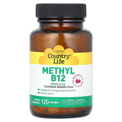 Country Life, Methyl B12, Berry, 3,000 mcg, 120 Lozenges