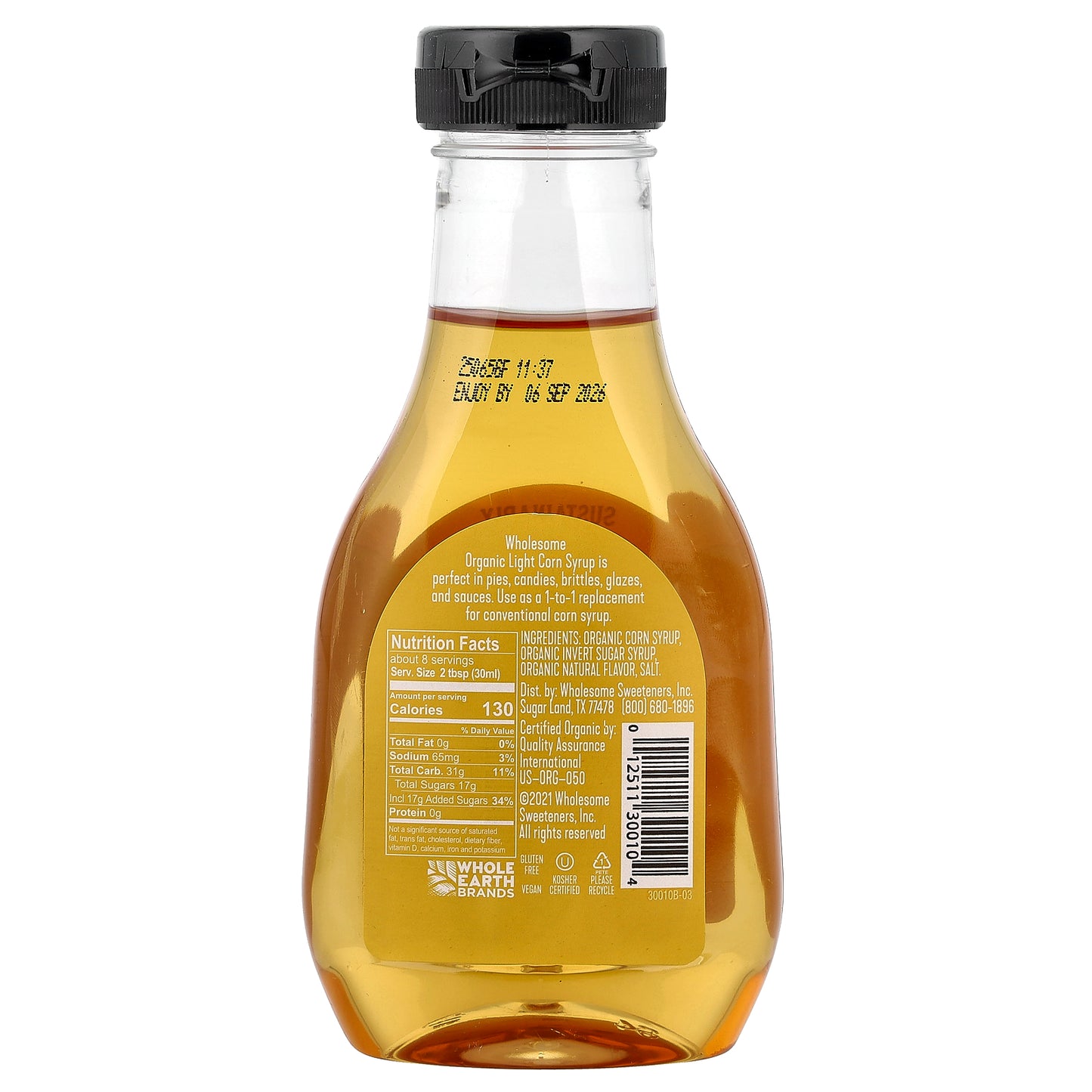 Wholesome Sweeteners, Organic Light Corn Syrup, 7.7 fl oz (228 g)