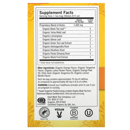 Yogi Tea, Positive Energy, Sweet Tangerine, 16 Tea Bags, 1.02 oz (29 g)