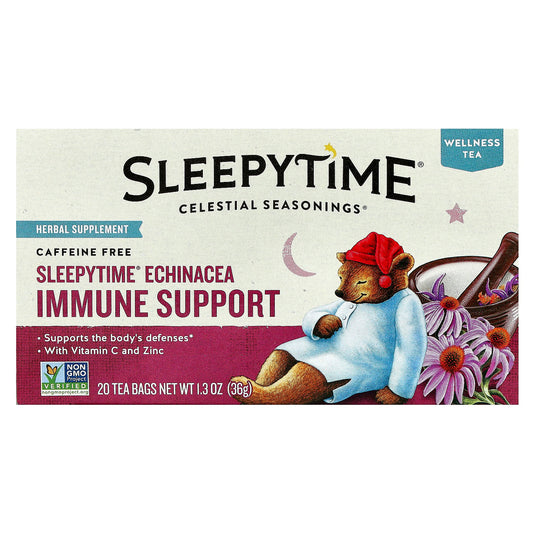 Celestial Seasonings, Wellness Tea, Sleepytime® Echinacea Immune Support, Caffeine Free, 20 Tea Bags, 1.3 oz (36 g)