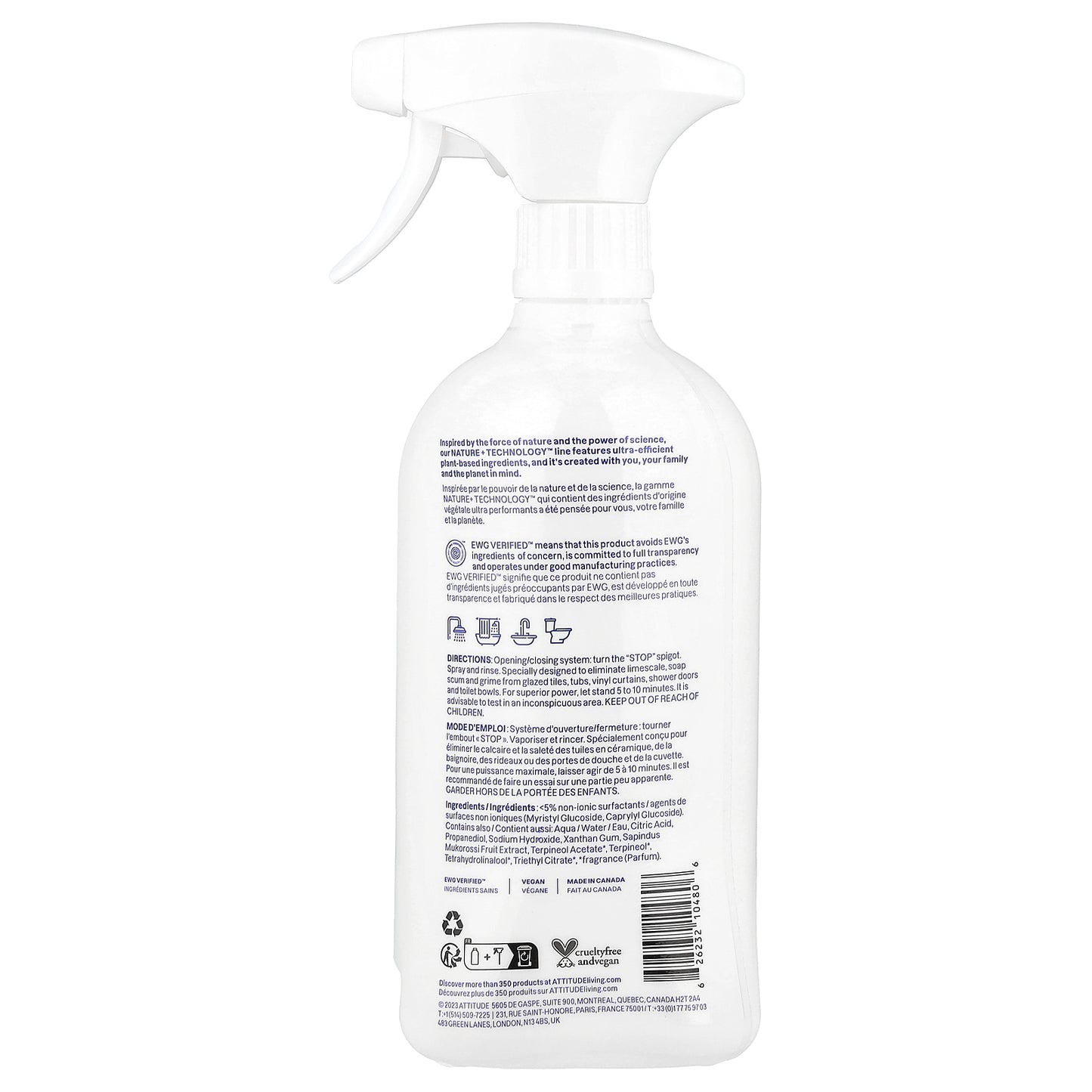 ATTITUDE, Bathroom Cleaner, Citrus Zest, 27.1 fl oz (800 ml)