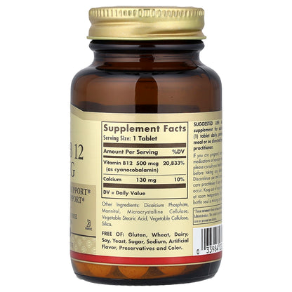 Solgar, Vitamin B12, 500 mcg, 100 Tablets