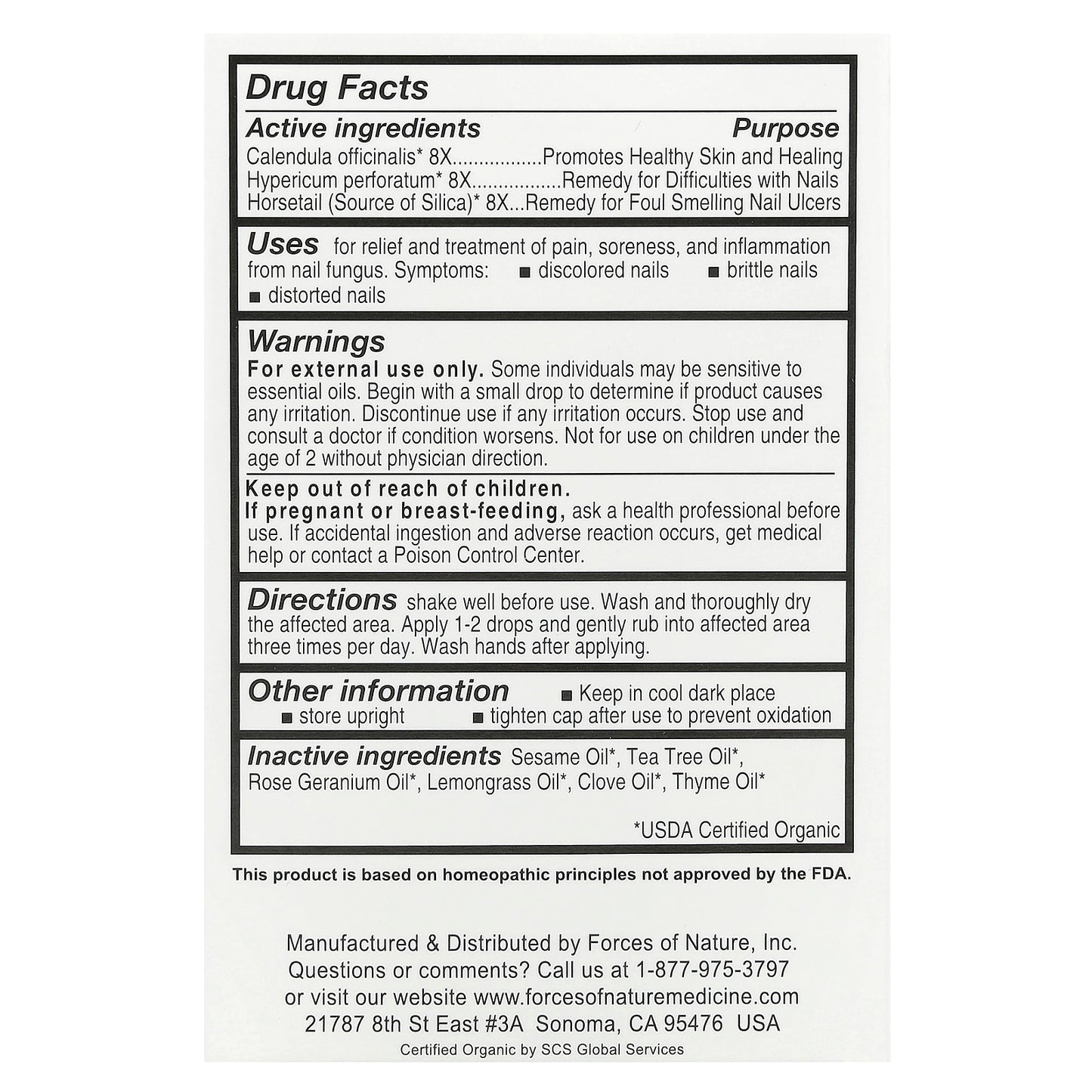 Forces of Nature, Nail Fungus, Organic Plant Medicine, 0.37 fl oz (11 ml)