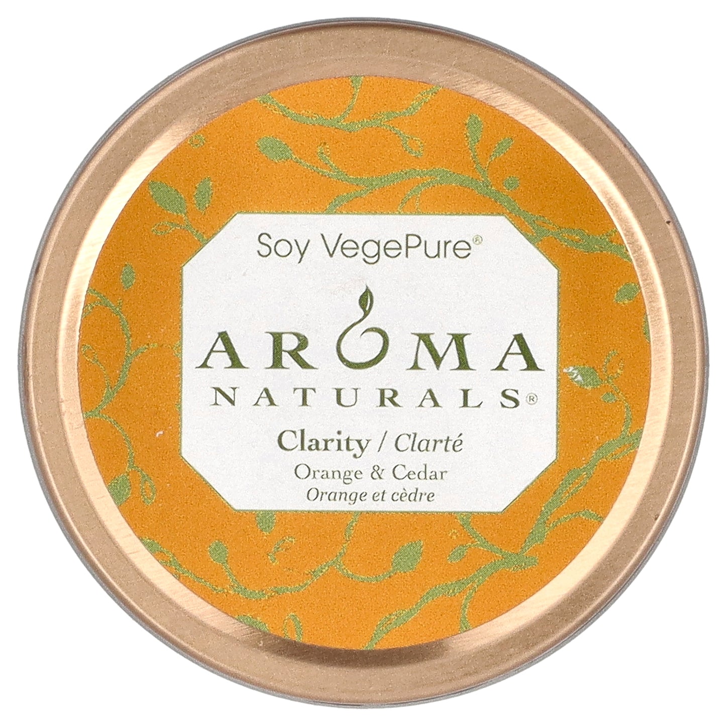 Aroma Naturals, Soy VegePure®, Travel Tin Candle, Clarity, Orange & Cedar, 2.8 oz (79.38 g)