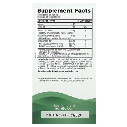 Nordic Naturals, Vision Support, Omega Blend, 60 Soft Gels