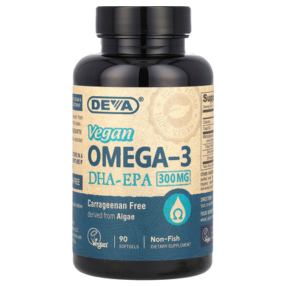 Deva, Vegan Omega-3, DHA-EPA, 300 mg, 90 Softgels