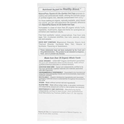 NaturesPlus, Source of Life Garden®, Iron, 30 Vegan Capsules (18 mg per Capsule)