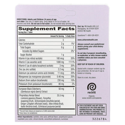 AirBorne, Immune Support Supplement, Elderberry, 2 Tubes, 10 Effervescent Tablets Each