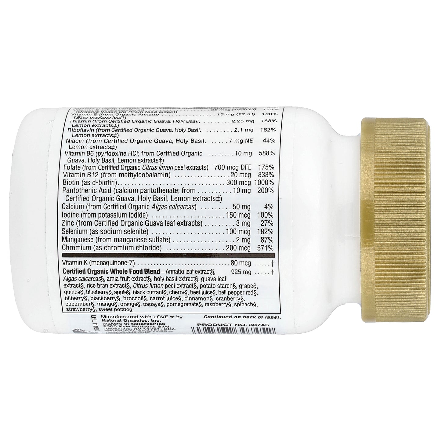 NaturesPlus, Source of Life Garden®, Organic Men's Once Daily Multi, Iron Free, 30 Vegan Tablets