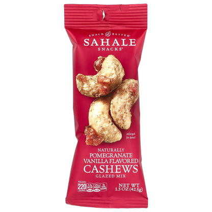 Sahale Snacks, Glazed Mix, Naturally Pomegranate Vanilla Cashews, 9 Packs, 1.5 oz (42.5 g) Each