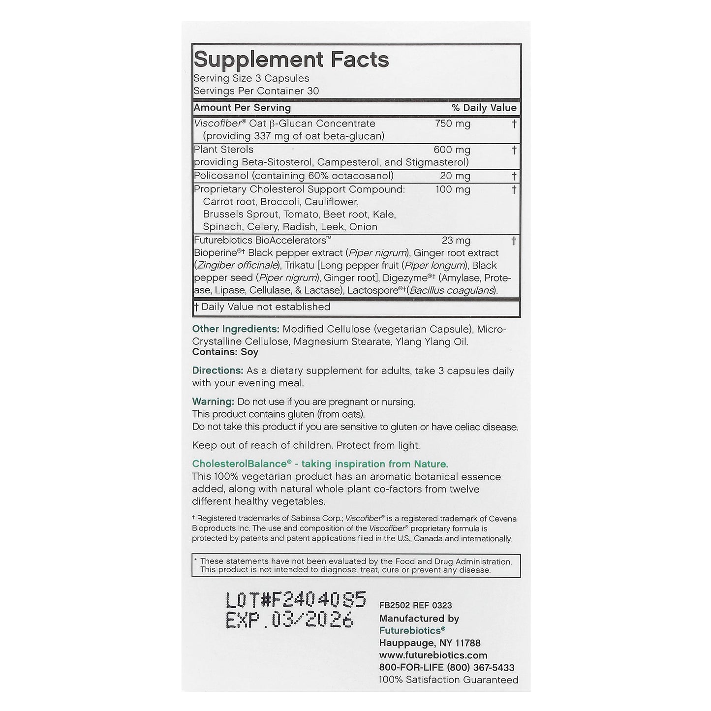 Futurebiotics, Cholesterol Balance®, 90 Vegetarian Capsules