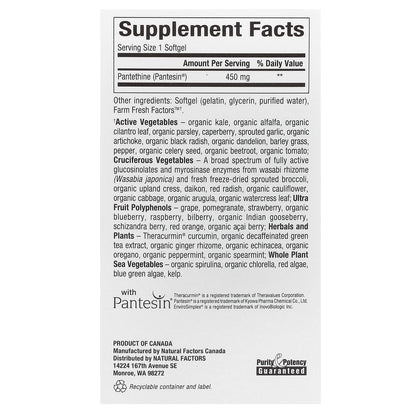 Natural Factors, BioCoenzymated, B5, Pantethine, 450 mg, 60 Softgels