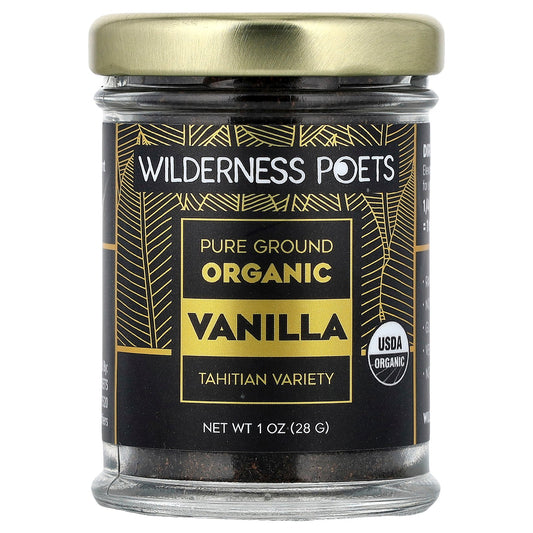 Wilderness Poets, Pure Ground Organic Vanilla, Tahitian Variety, 1 oz (28 g)