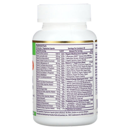 Paradise Herbs, Earth's Blend, One Daily Superfood Multi-Vitamin with Iron, 60 Vegetarian Capsules