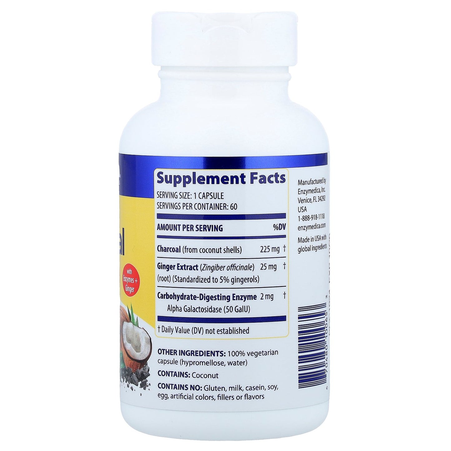 Enzymedica, Activated Charcoal, 60 Capsules