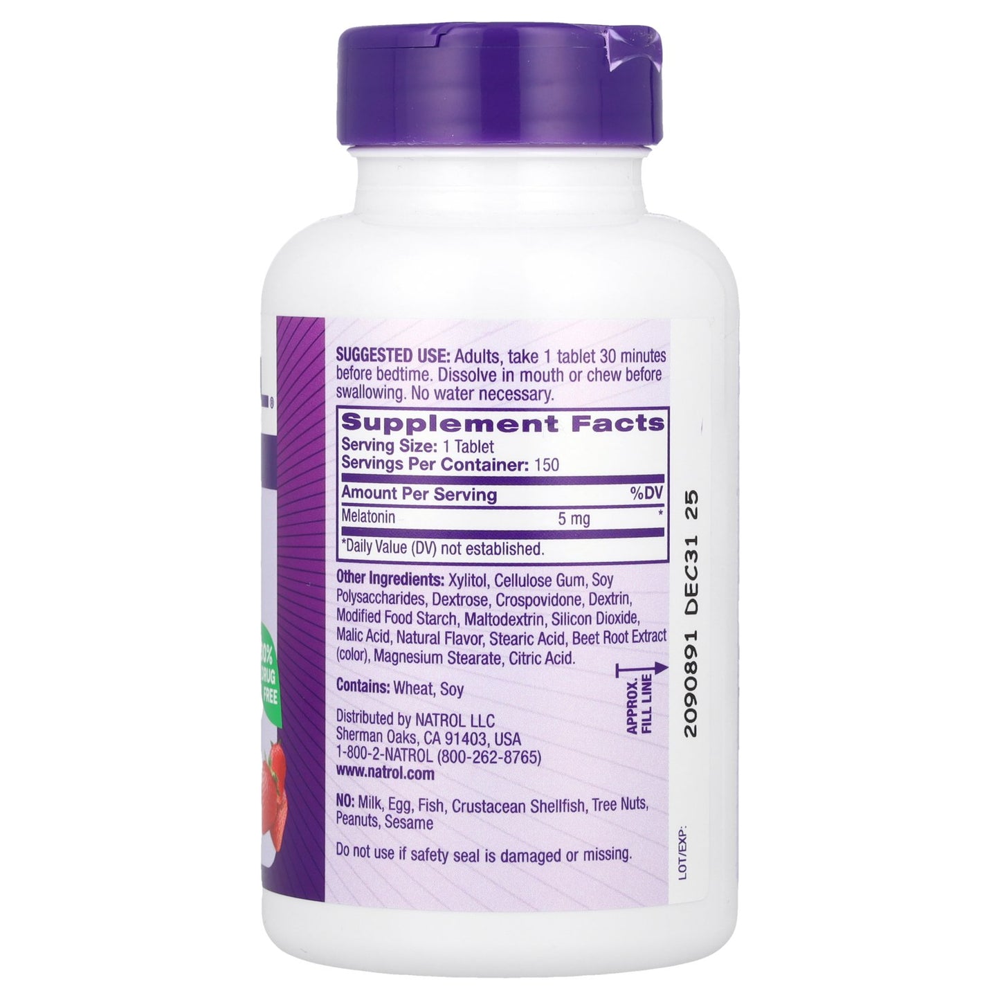 Natrol, Melatonin, Fast Dissolve, Strawberry, 5 mg, 150 Tablets