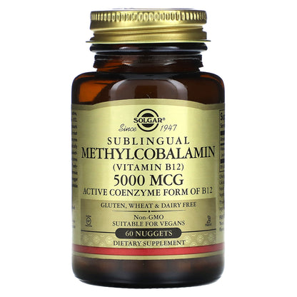 Solgar, Sublingual Methylcobalamin (Vitamin B12), 5,000 mcg, 60 Nuggets