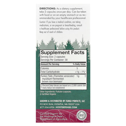 Host Defense, Mushrooms™, Turkey Tail, 60 Capsules (0.5 g per Capsule)