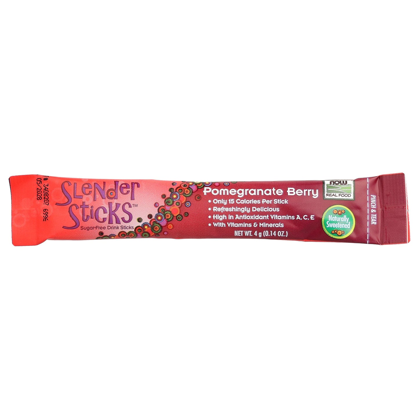 NOW Foods, Real Food, Slender Sticks™, Pomegranate Berry, 12 Sticks, 0.14 oz (4 g) Each