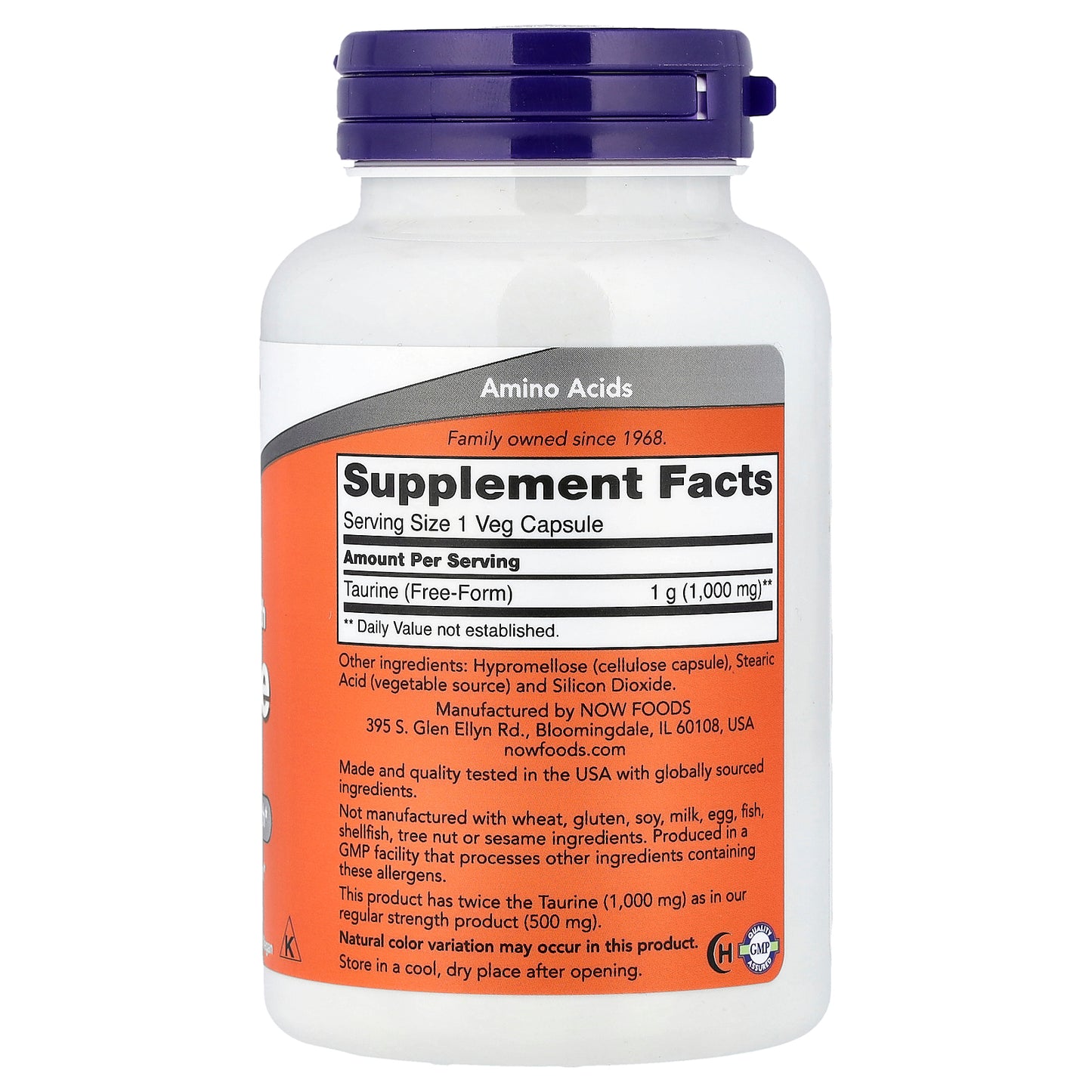 NOW Foods, Taurine, 1,000 mg, 100 Veg Capsules