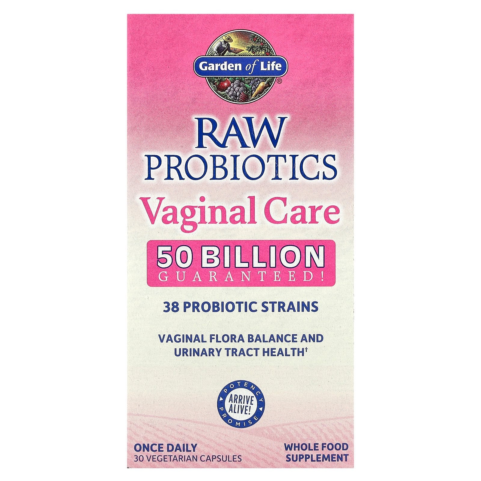 Garden of Life, RAW Probiotics, Vaginal Care, 30 Vegetarian Capsules