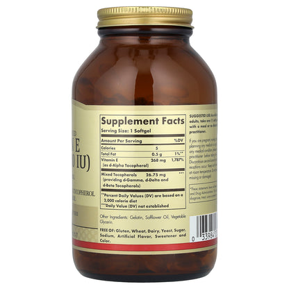 Solgar, Vitamin E, d-Alpha Tocopherol Plus d-Gamma Tocopherol, d-Delta Tocopherol and d-Beta Tocopherol, 250 Softgels