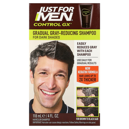 Just for Men, Control GX®, Gradual Gray-Reducing Shampoo, For Brown to Black Hair, 4 fl oz (118 ml)