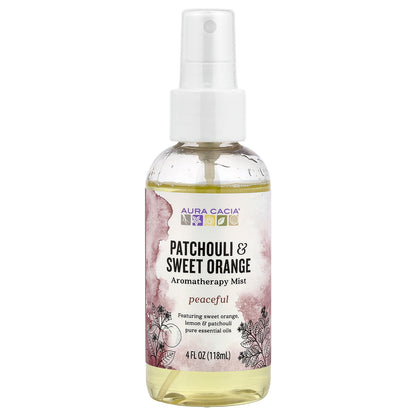 Aura Cacia, Aromatherapy Mist, Patchouli & Sweet Orange, 4 fl oz (118 ml)